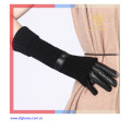 Moda guantes de cuero negro largo para las mujeres